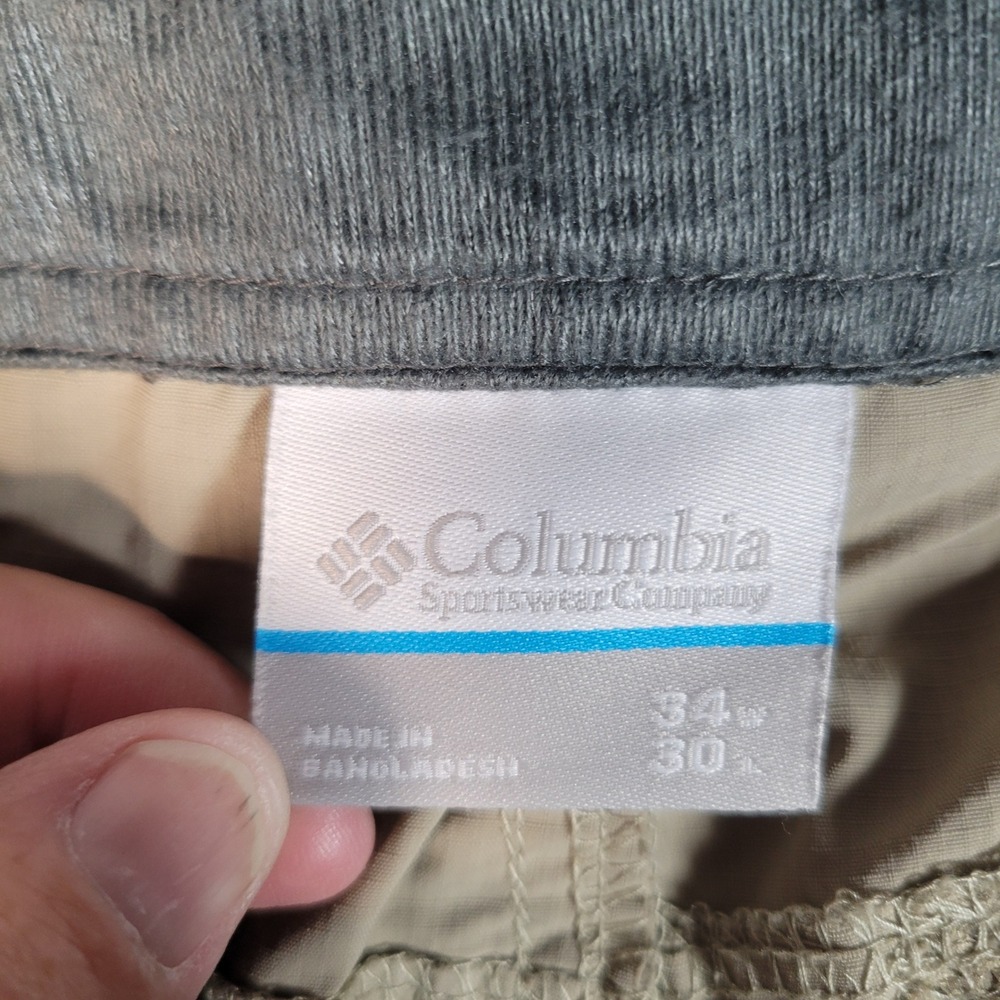 Columbia Convertible Cargo Pants Mens 36x30 Khaki Tan Hiking Zip Off Ripstop - Picture 10 of 16